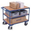 VARIOfit Tischwagen 250 kg mit 3 Ladeflächen hoher Schiebebügel Typ M + EasySTOP