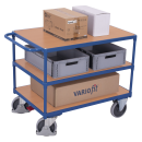 VARIOfit Schwerer Tischwagen 500 kg mit 3 Ladeflächen Typ M + EasySTOP