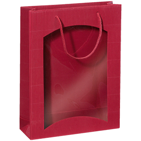 Geschenktüte mit Sichtfenster für 3 Flaschen 270 x 85 x 360 mm (Bordeaux)-1