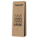 Tragetasche aus Kraftpapier Save Water Drink Wine Natur...