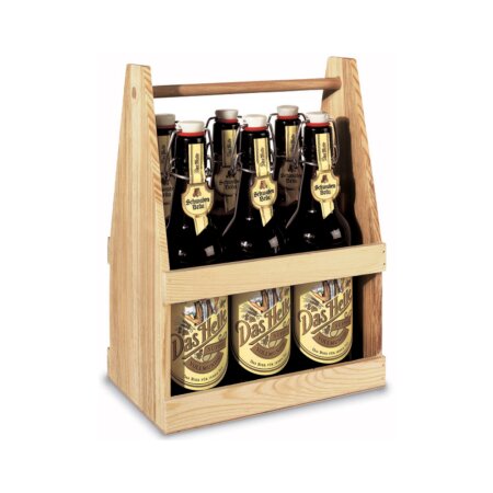 Flaschenträger aus Holz "Bier" für 6 Flachen in Natur 215 x 144 x 295 mm