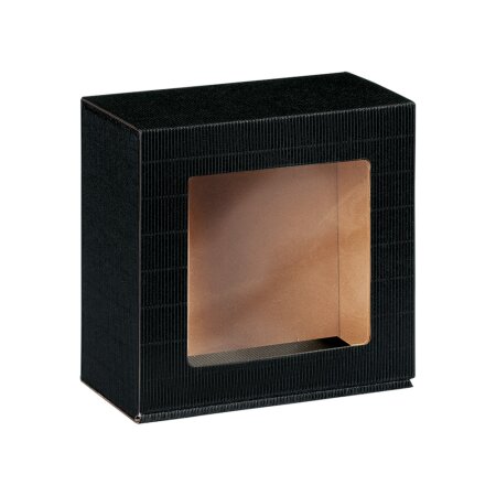 Geschenkbox mit Sichtfenster 198 x 190 x 99 mm (schwarz)