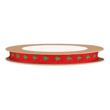 Geschenkband Bäumchen Rot 10 mm x 15 m