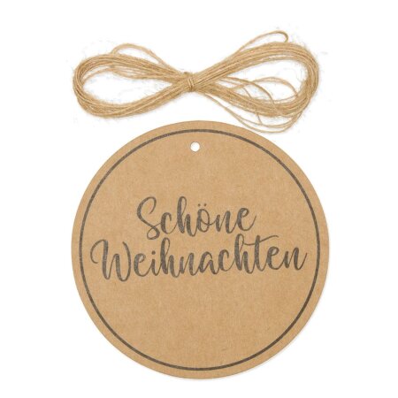 Geschenkanhänger Schöne Weihnachten Natur 10 cm